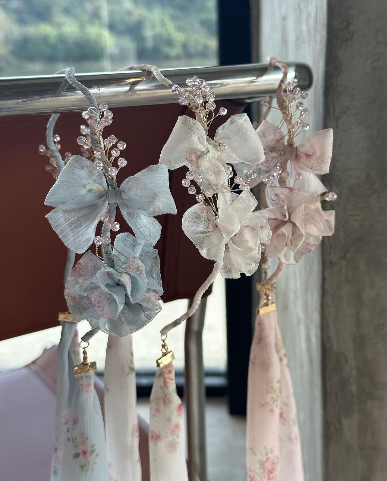 🌸春日碎花粉色系絲帶頭