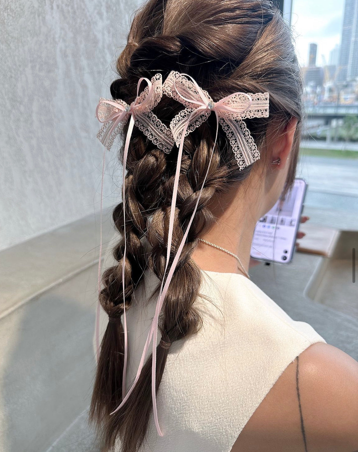 🎀通花蕾絲長絲帶對夾