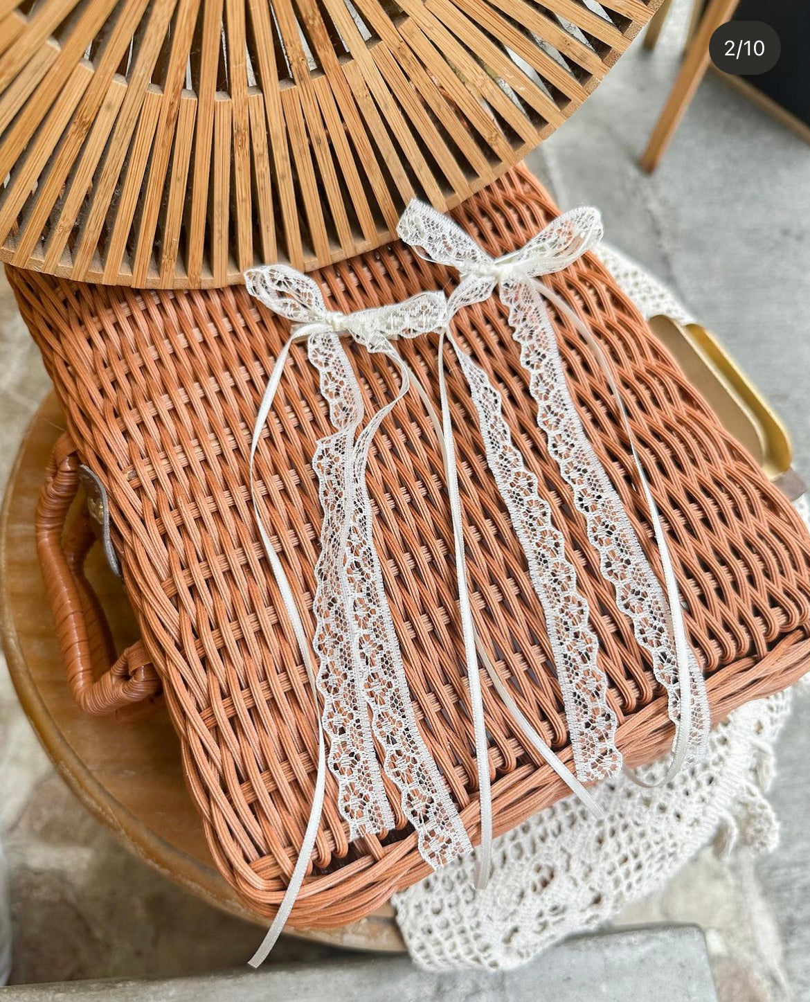 渡假風長蕾絲蝴蝶對夾