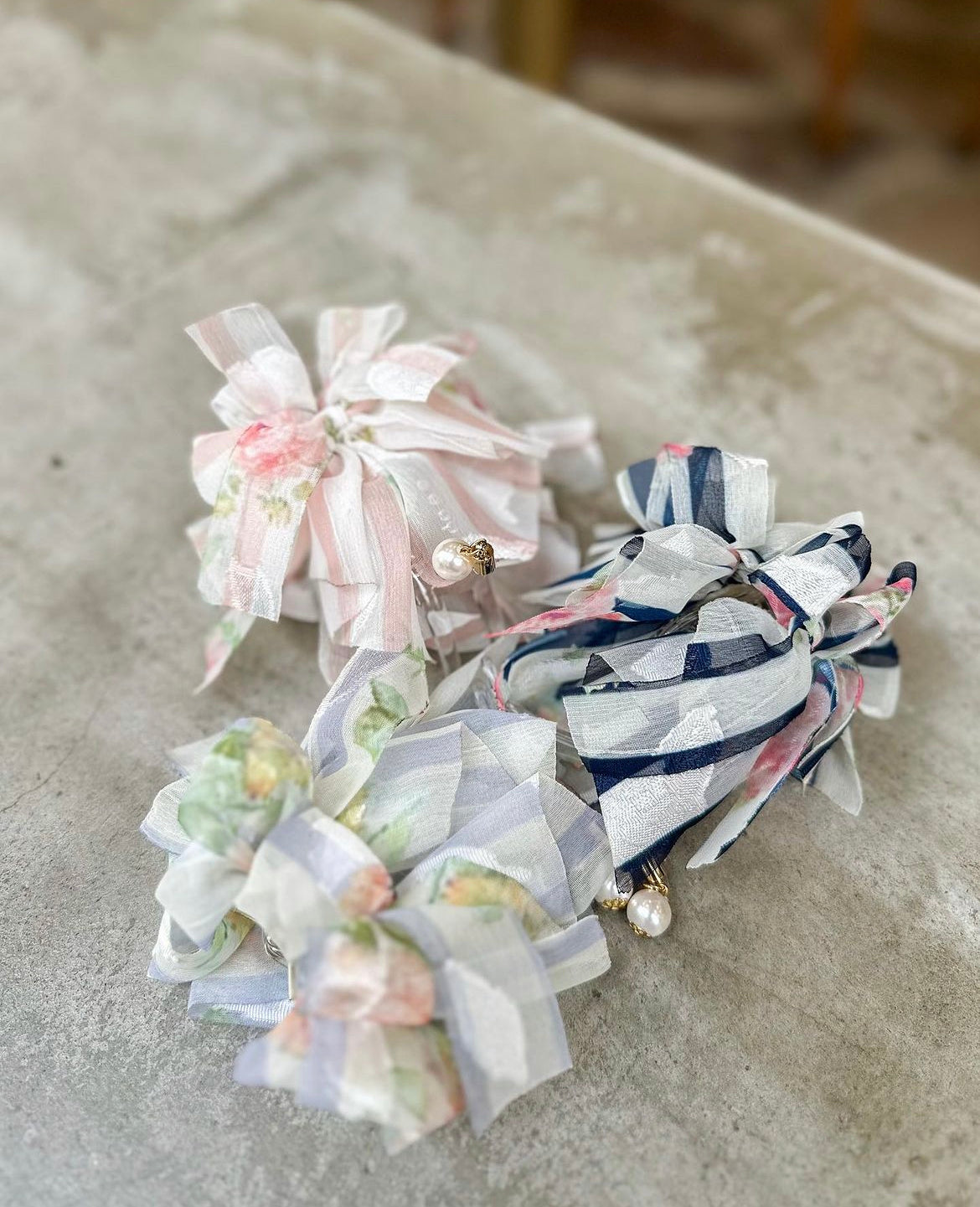 🧺野餐風間條紋碎花丸子夾