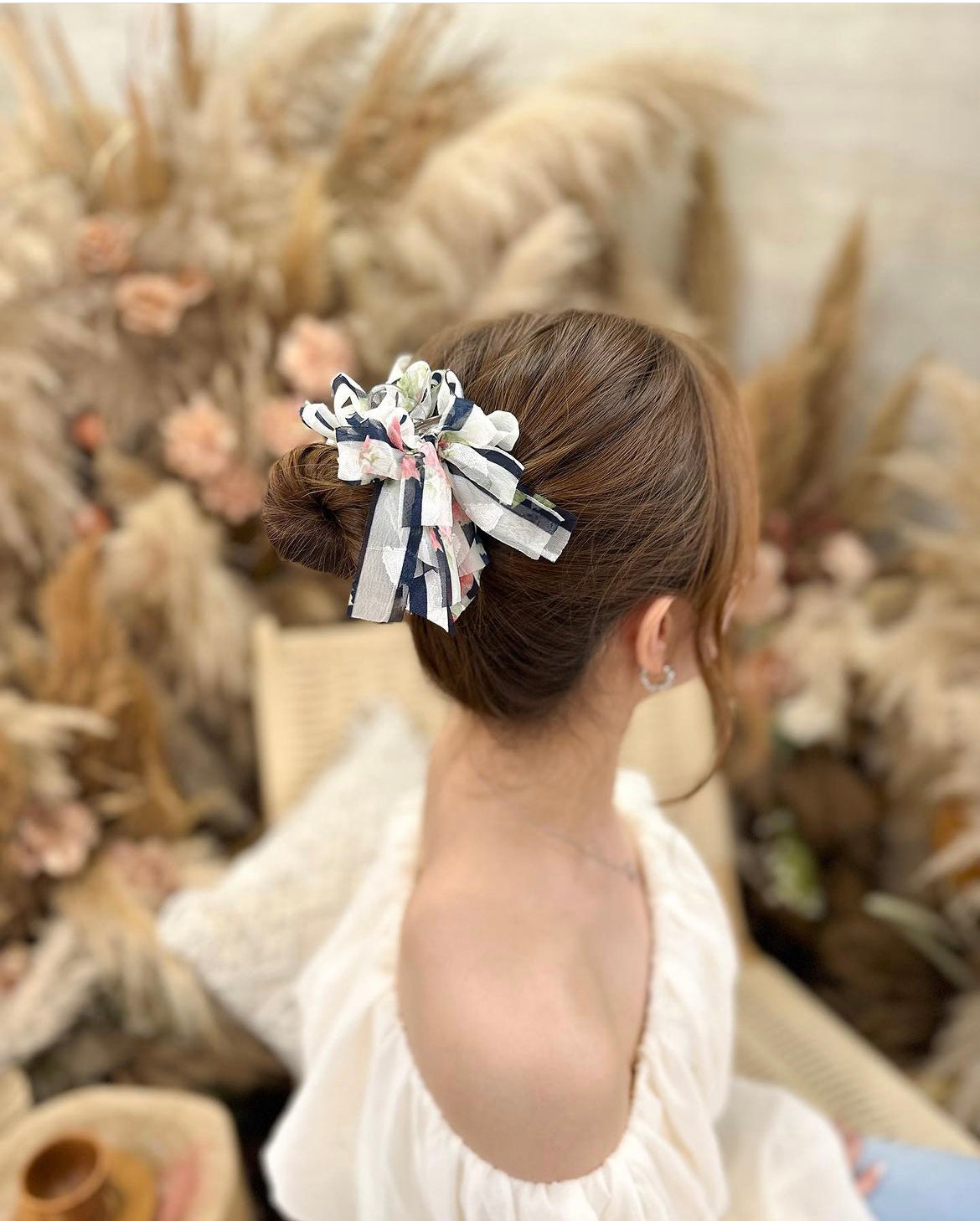 🧺野餐風間條紋碎花丸子夾