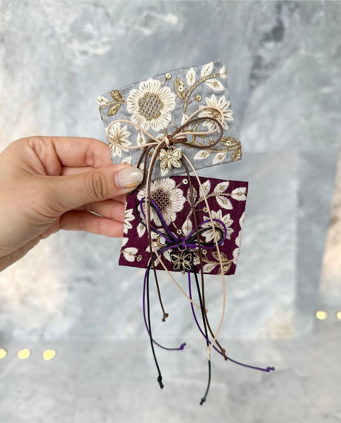 🏺復古刺繡蝴蝶吊咀髮箍