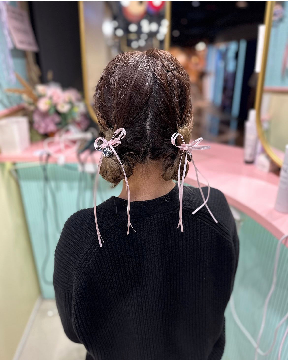 💓心心吊飾幼絲帶對夾