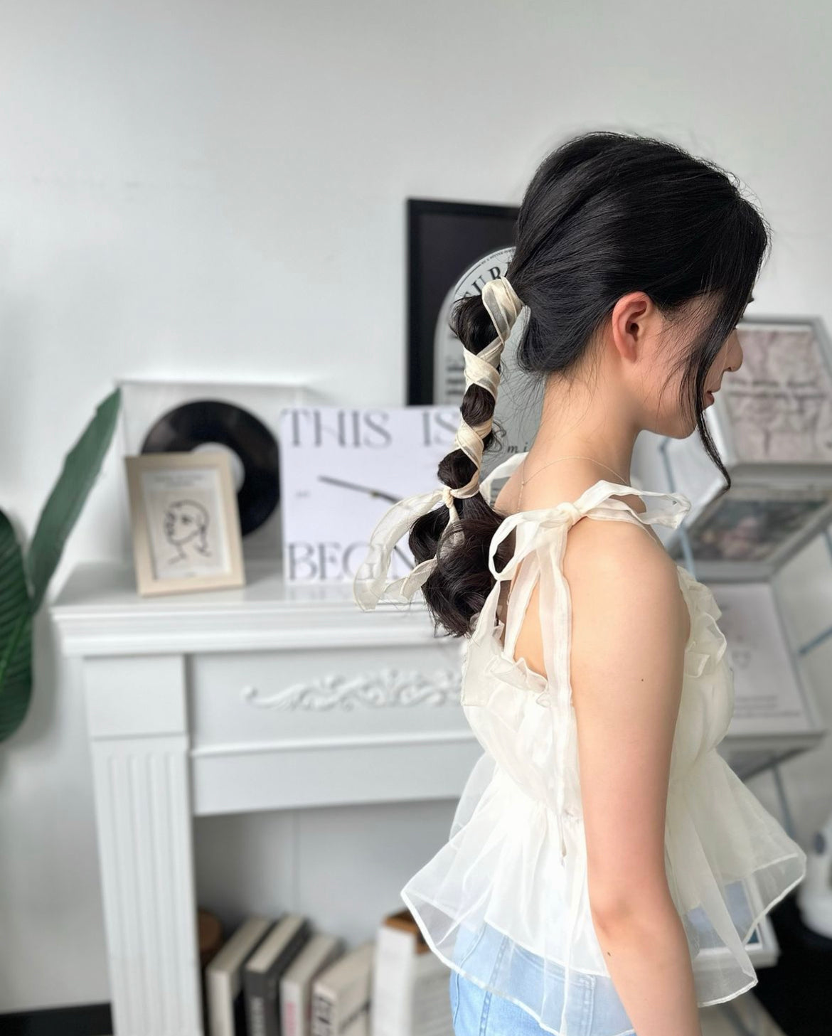 網紗ruffle絲帶髮插