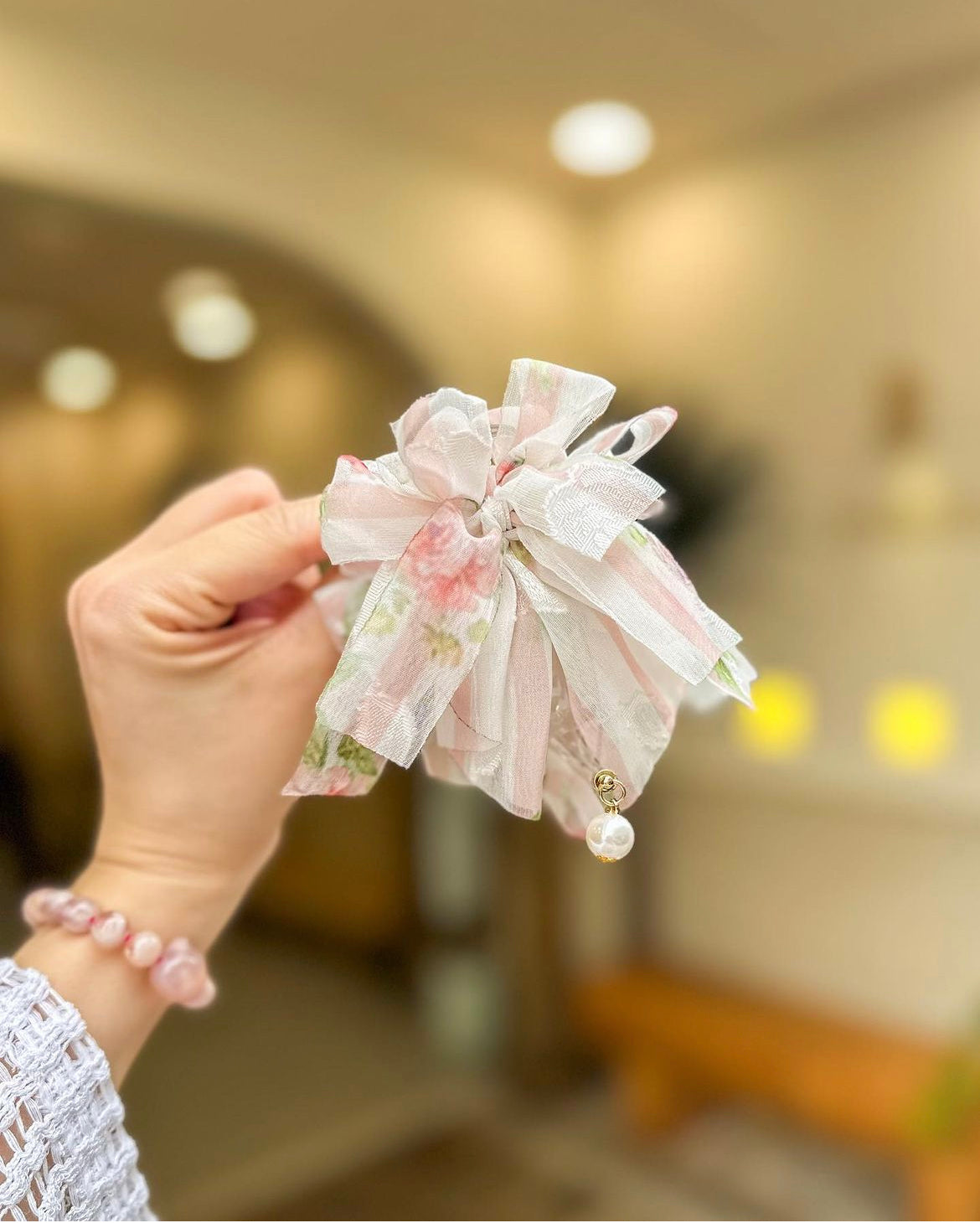 🧺野餐風間條紋碎花丸子夾