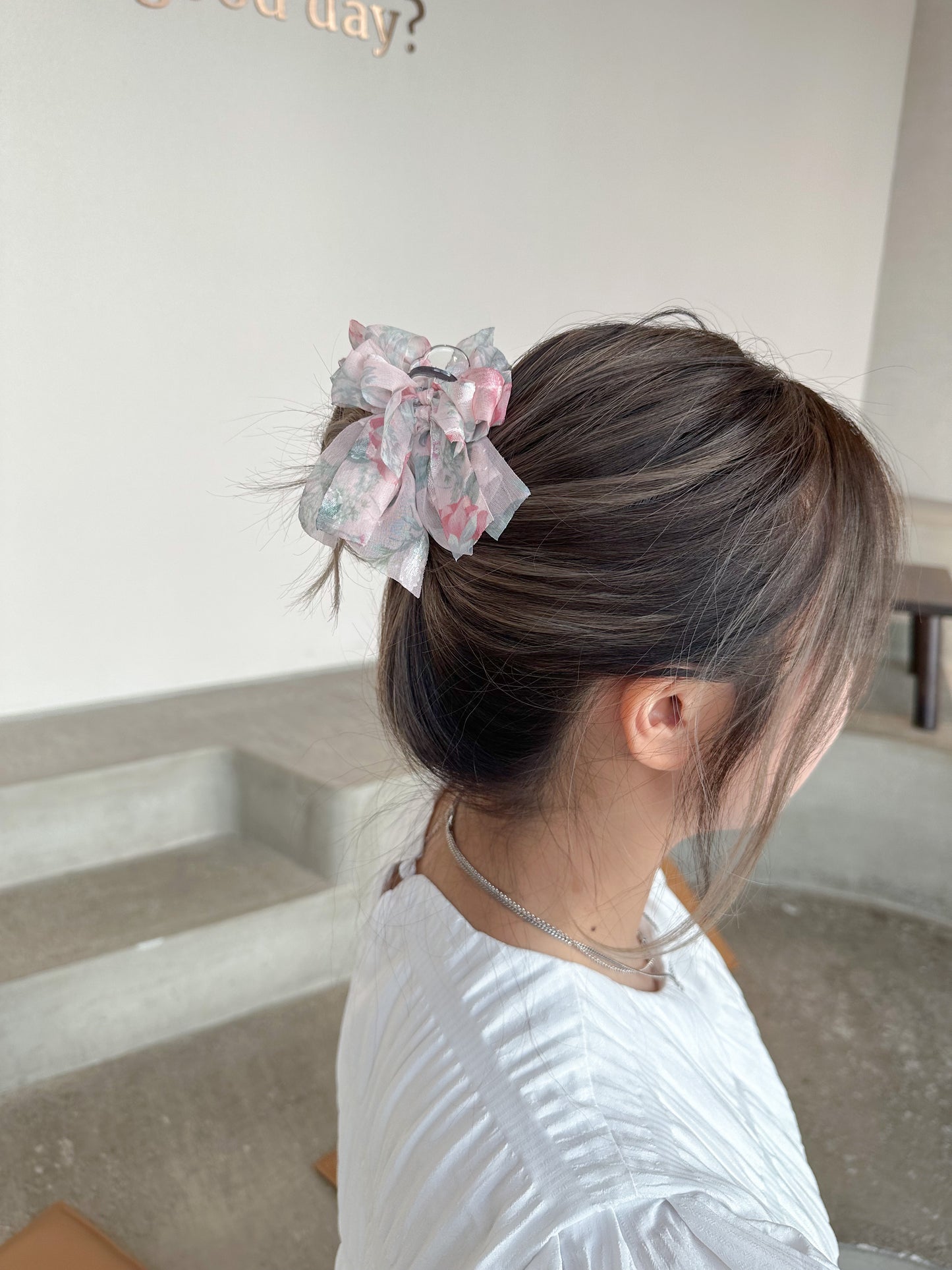 🌺花花雪紡丸子頭爪夾