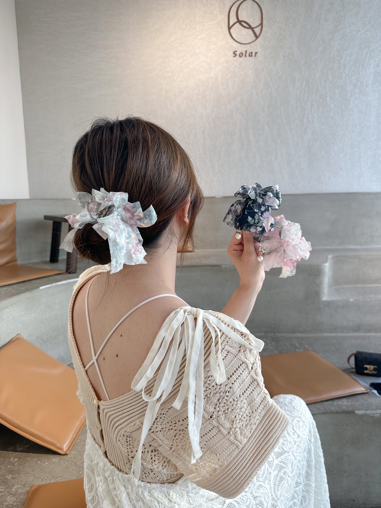 🌺花花雪紡丸子頭爪夾