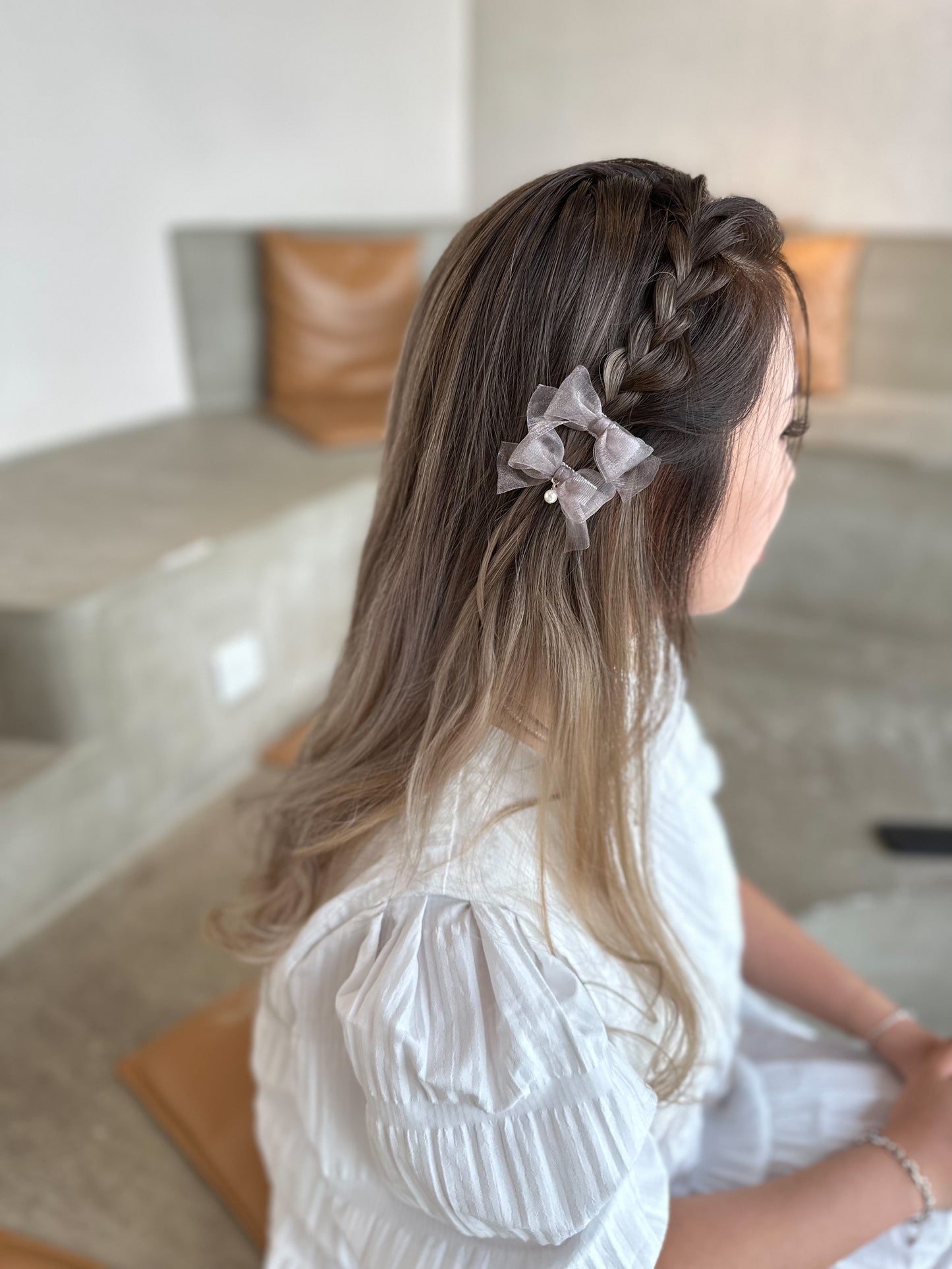 🎀雪紡緞帶蝴蝶夾三件套 深色