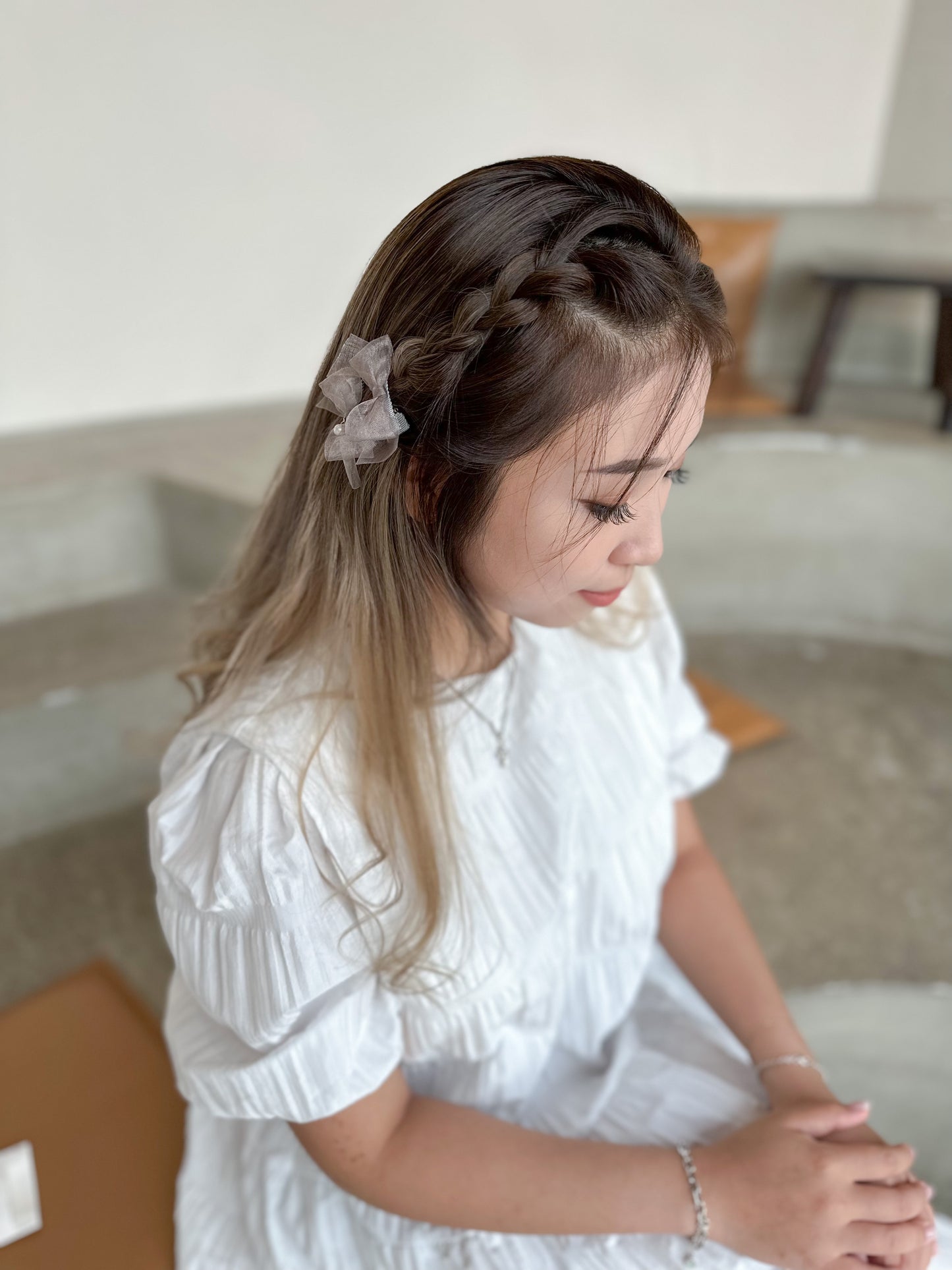 🎀雪紡緞帶蝴蝶夾三件套 深色