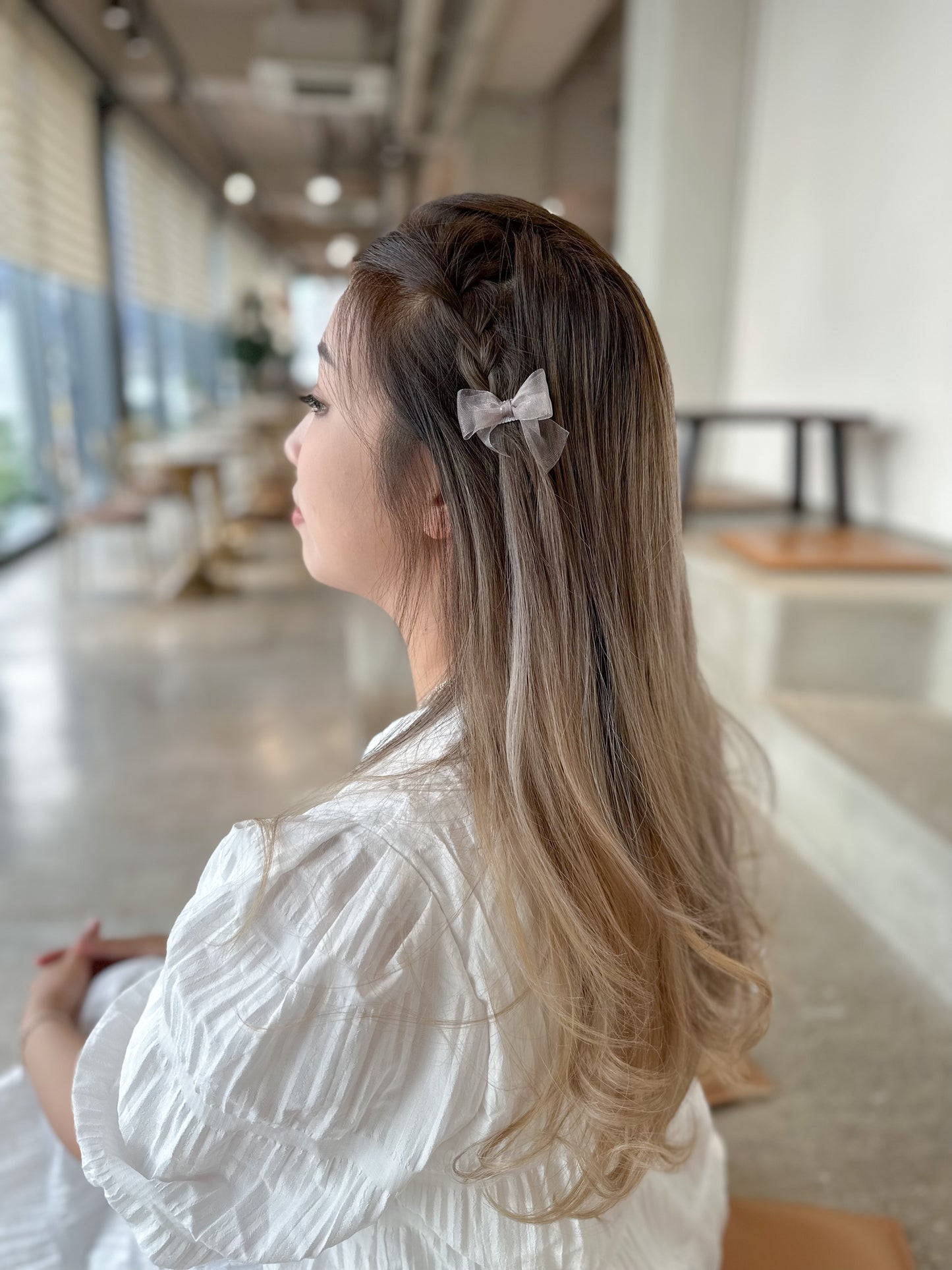 🎀雪紡緞帶蝴蝶夾三件套 深色