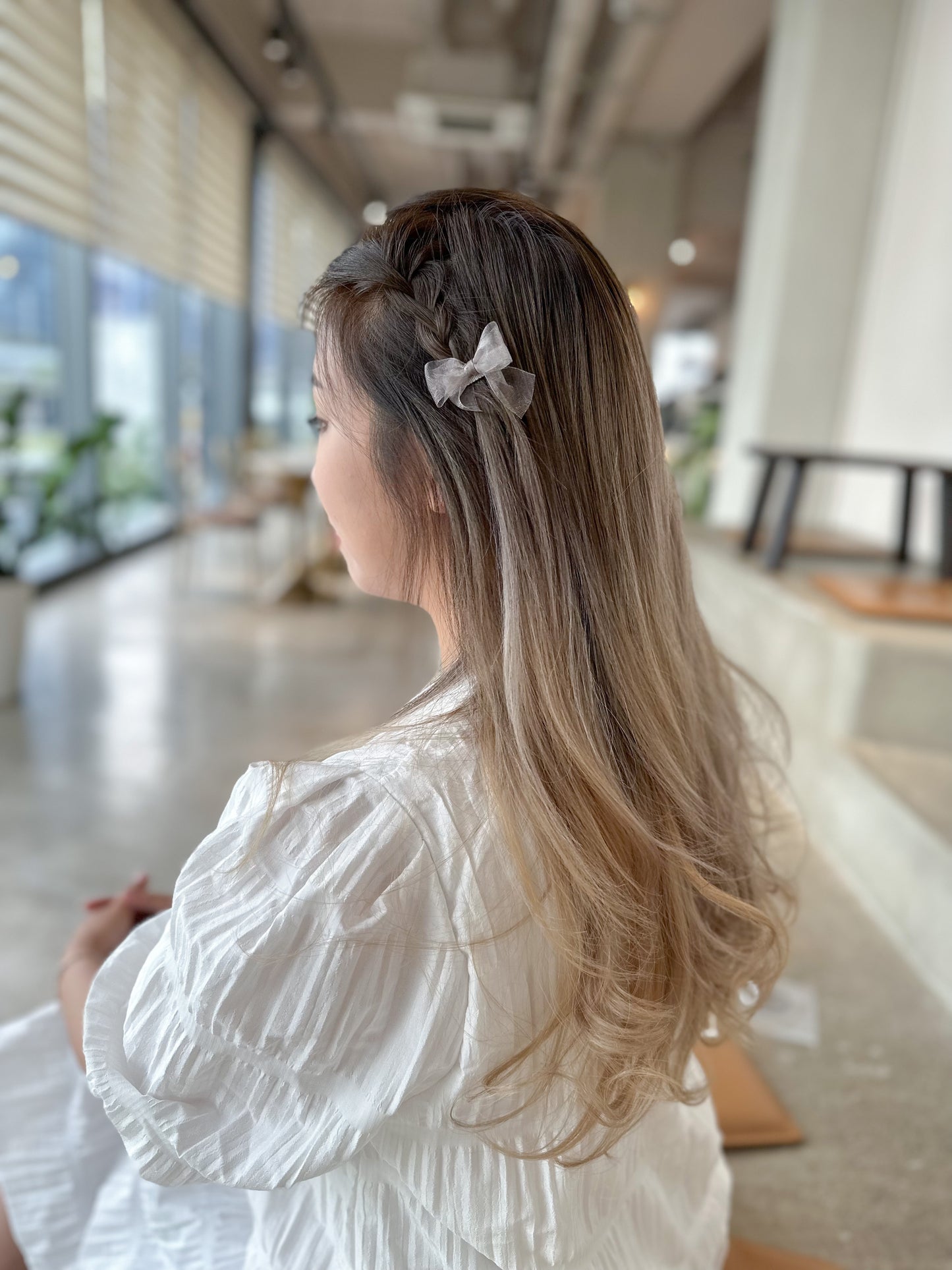 🎀雪紡緞帶蝴蝶夾三件套 深色