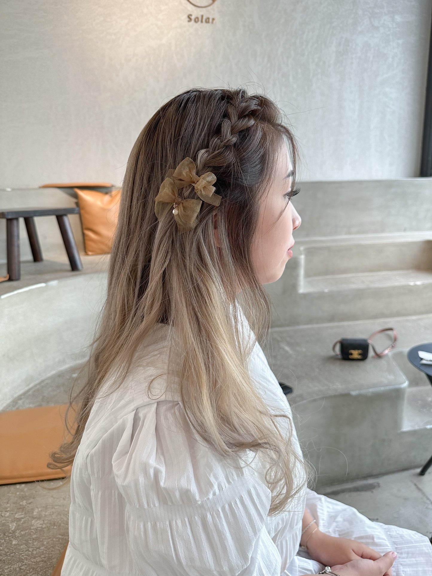 🎀雪紡緞帶蝴蝶夾三件套 深色