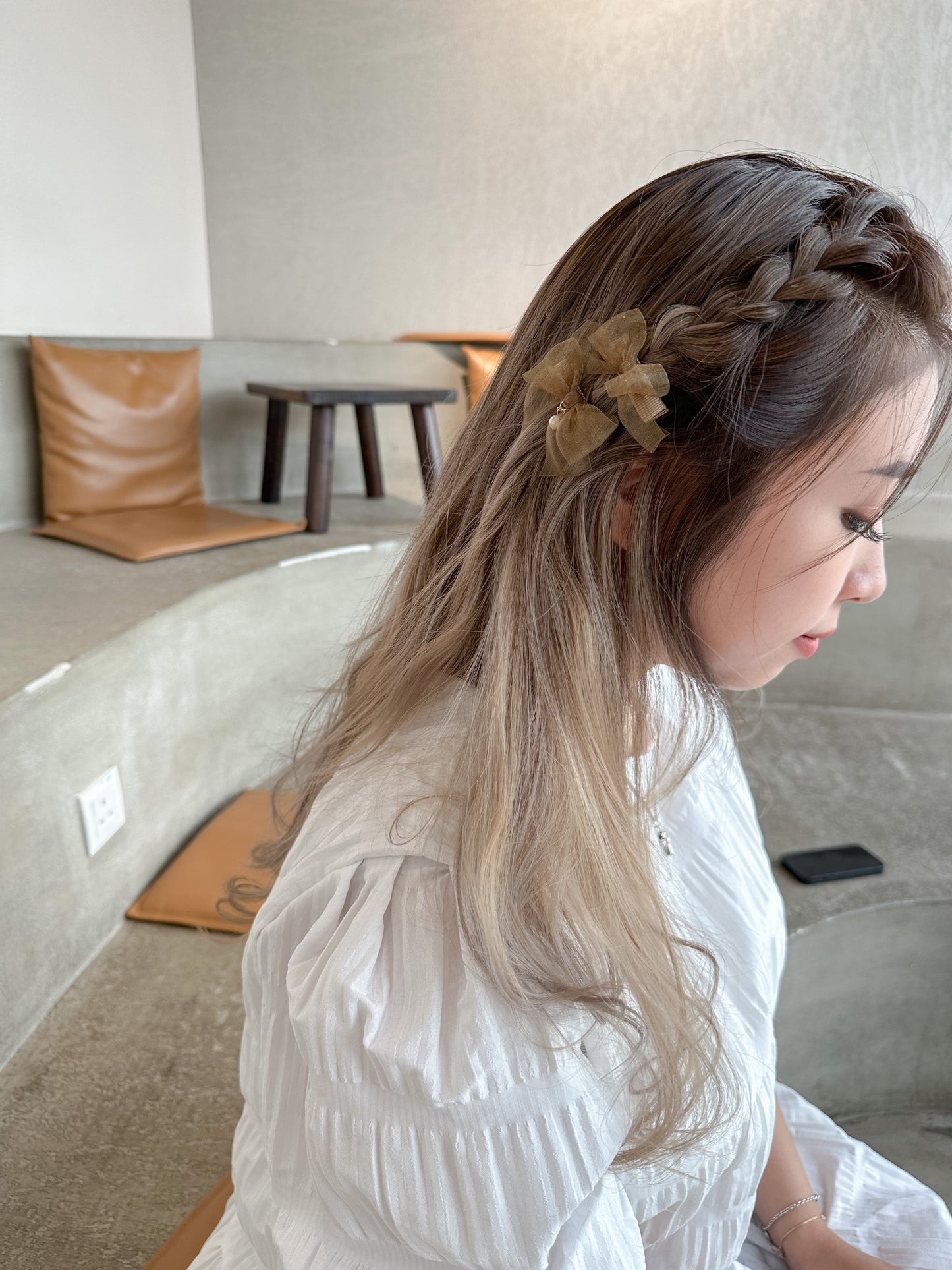 🎀雪紡緞帶蝴蝶夾三件套 深色