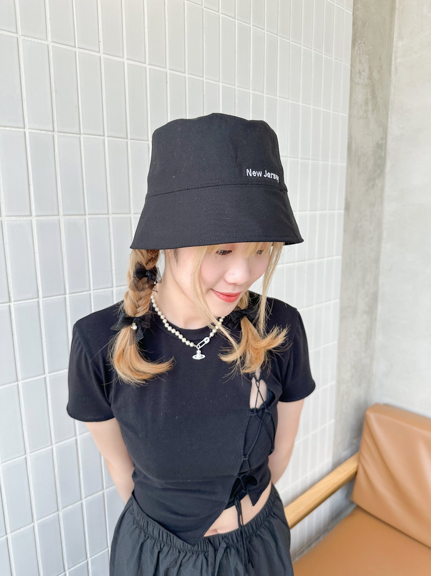 🎀雪紡緞帶蝴蝶夾三件套 深色