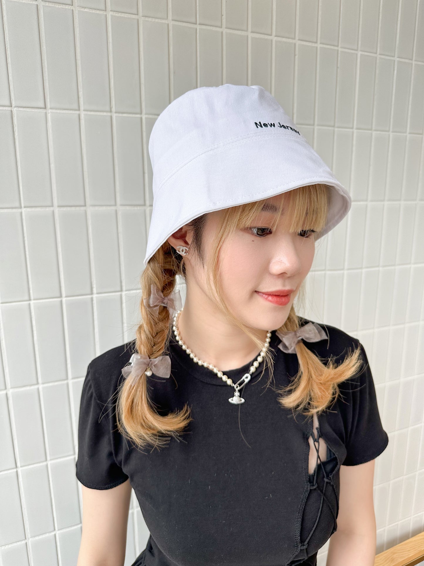 🎀雪紡緞帶蝴蝶夾三件套 深色