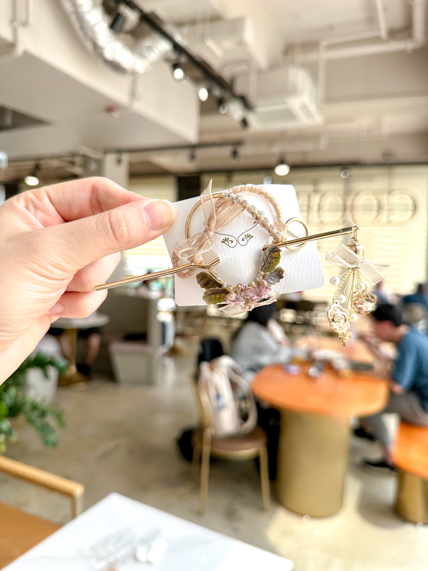 🍾️香檳金小花心形髮簪