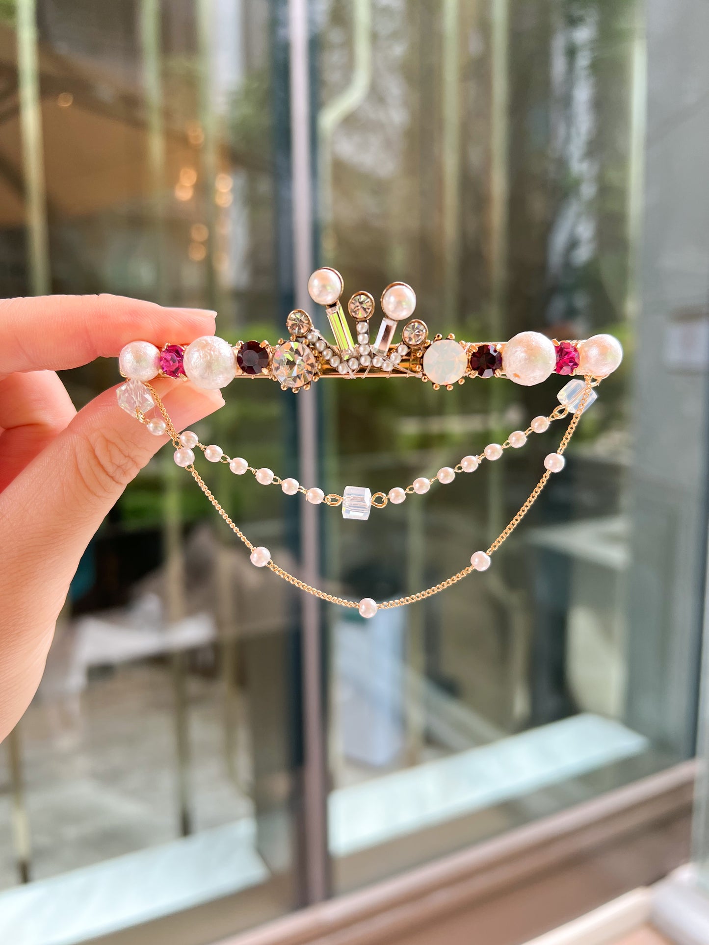 👑皇冠水晶吊鏈彈弓夾