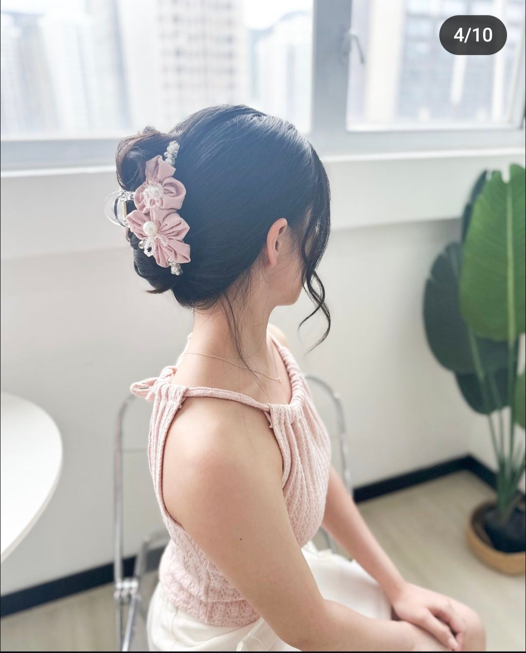 溫柔風暗花布珠珠鯊魚夾