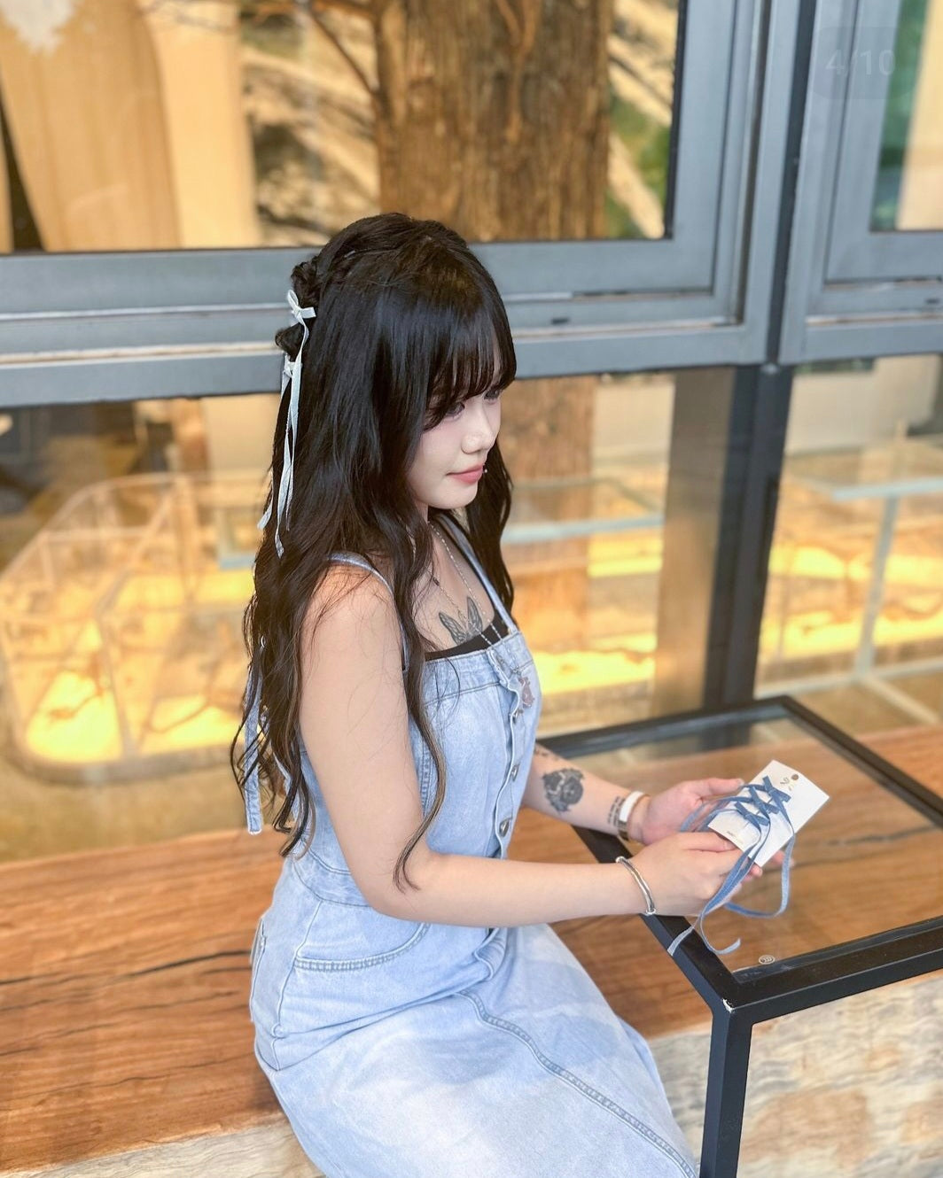 牛仔布蝴蝶夾三件套