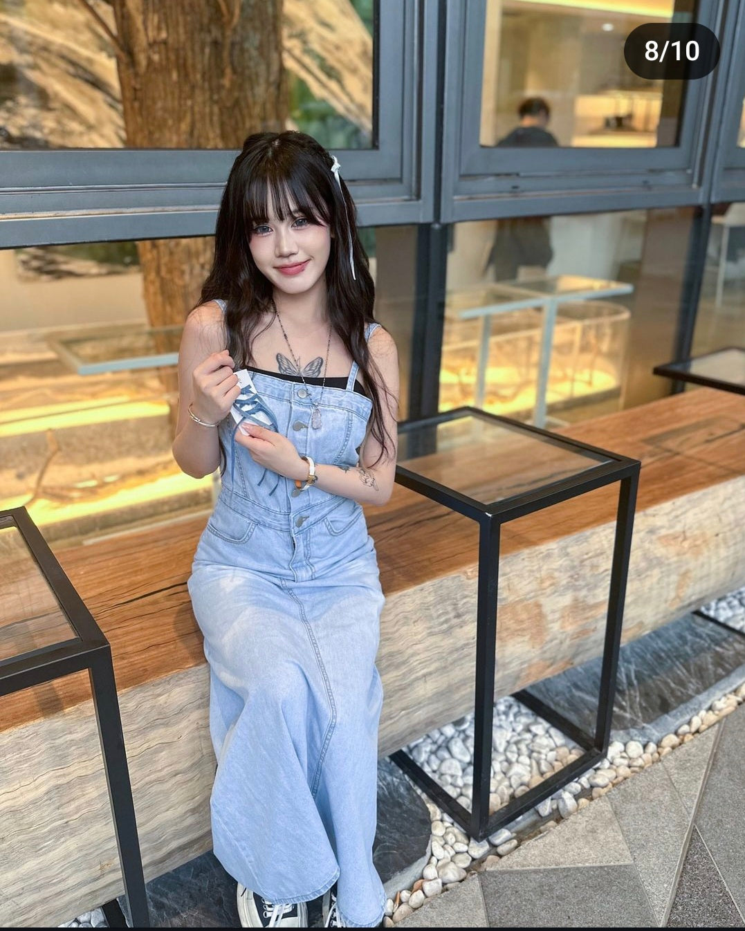 牛仔布蝴蝶夾三件套