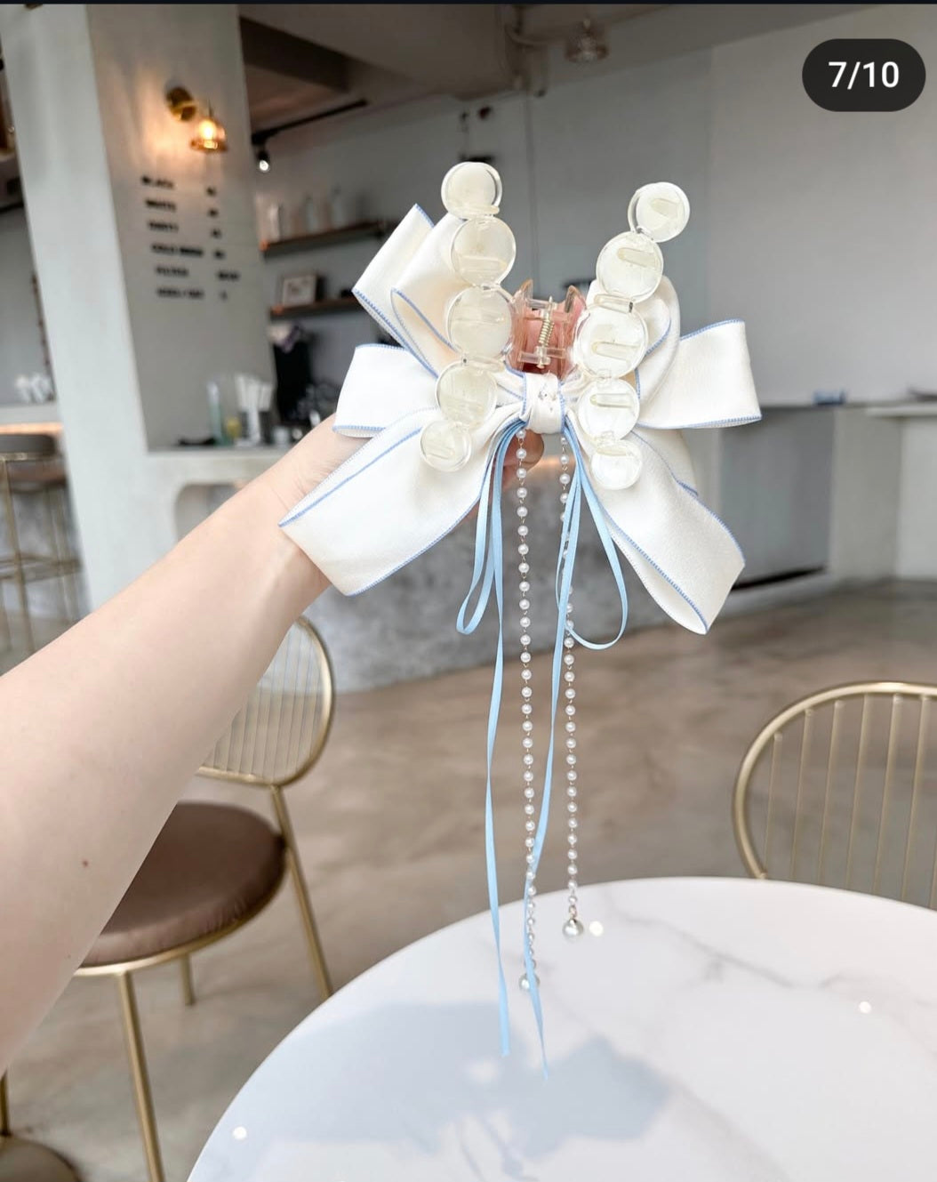 立體明線吊珠爪夾