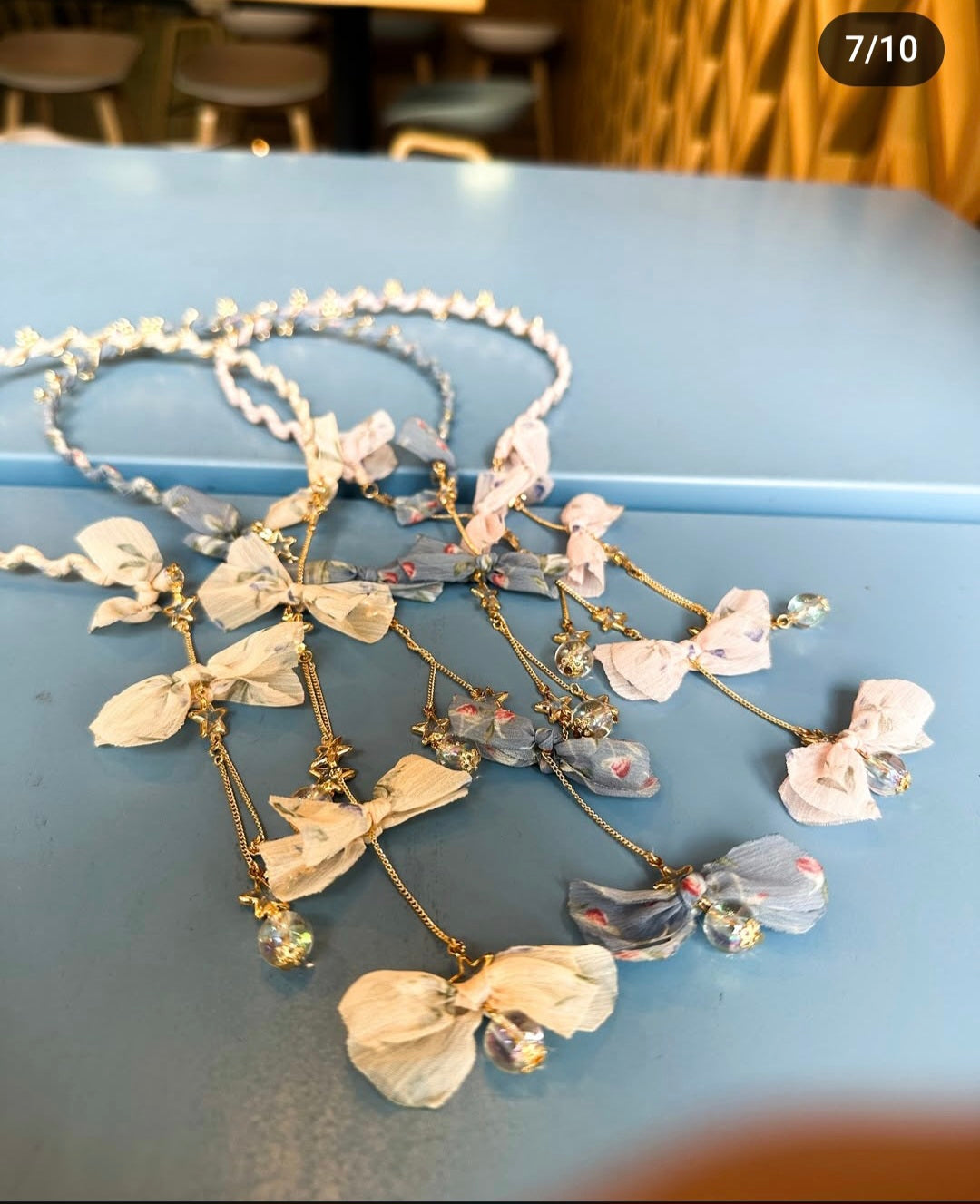 碎花蝴蝶吊珠髮鏈頭箍