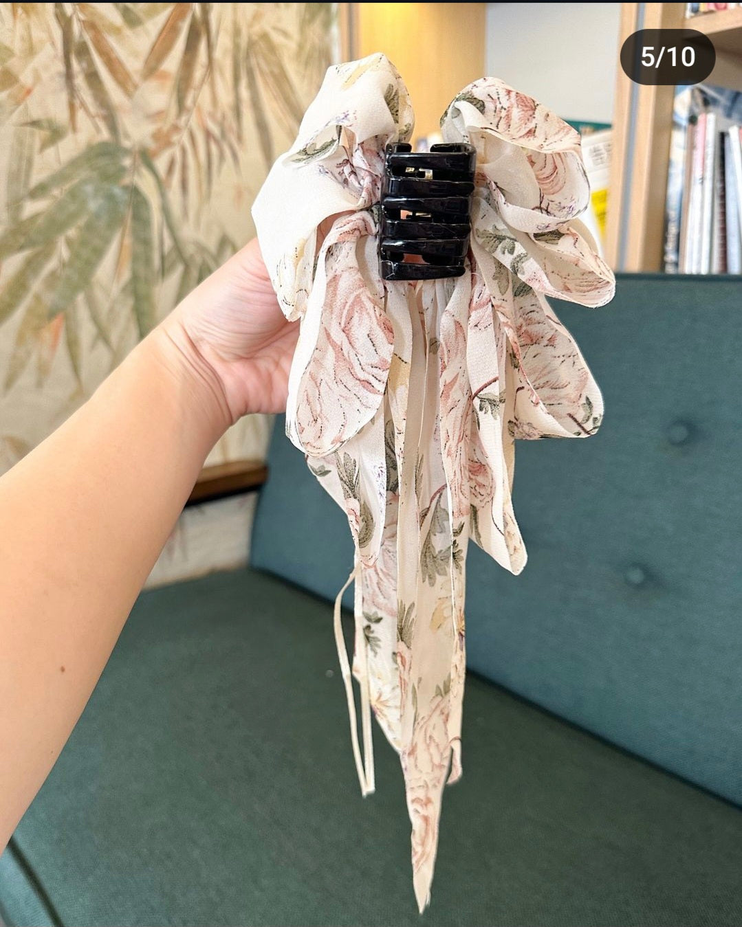 乾燥玫瑰長絲帶馬尾夾