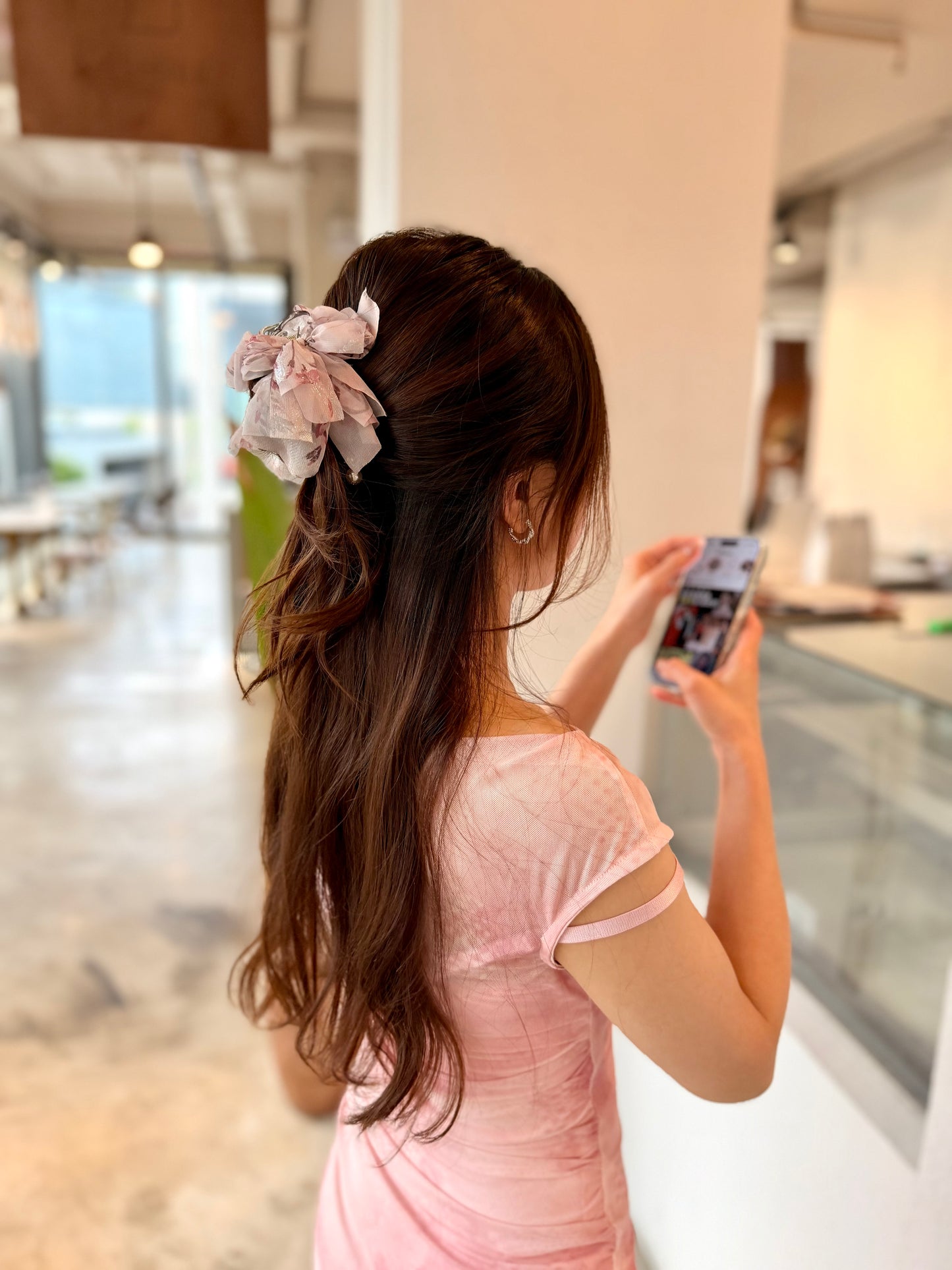 碎花雪紡丸子夾