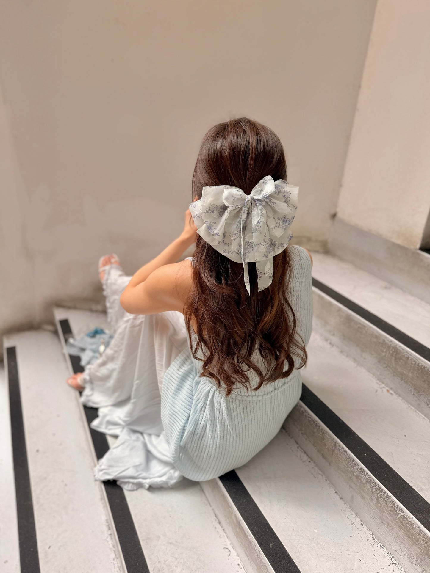 法式微甜碎花大蝴蝶夾