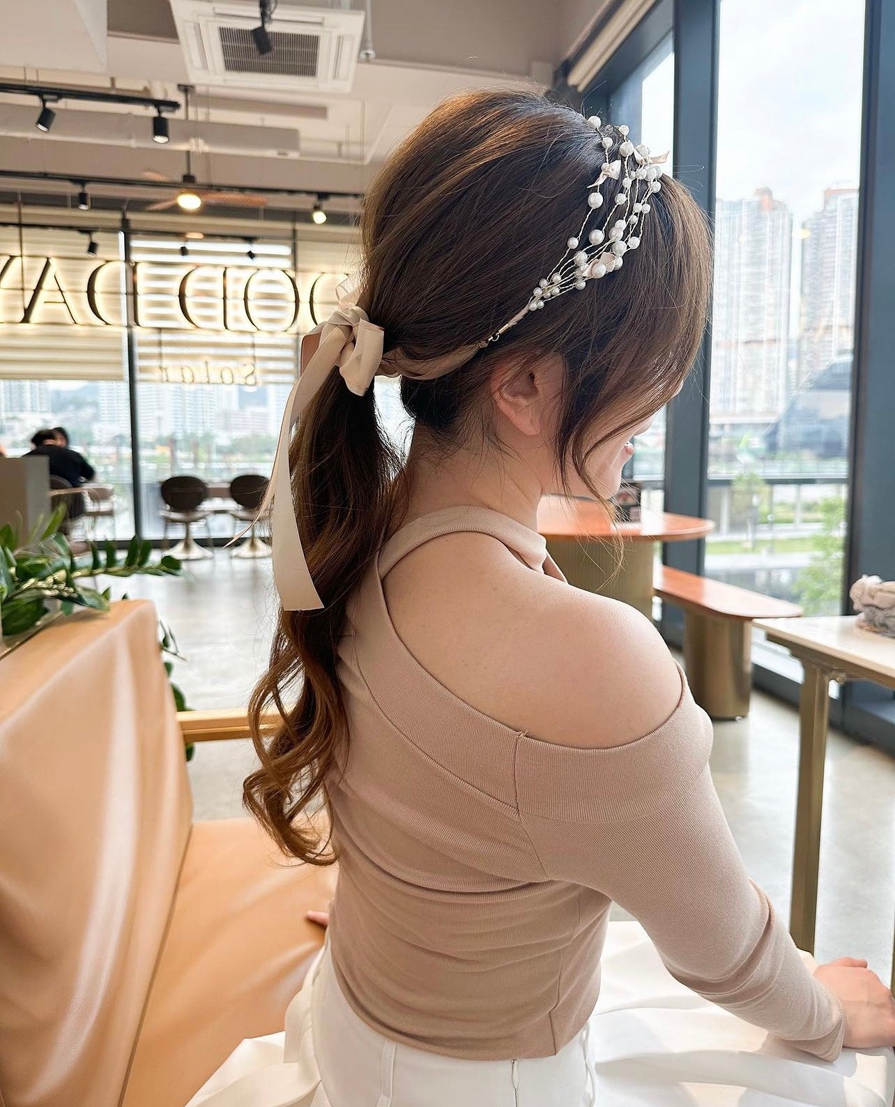 婚嫁系列👰🏻‍♀️韓國珍珠鋼絲線絲帶頭箍