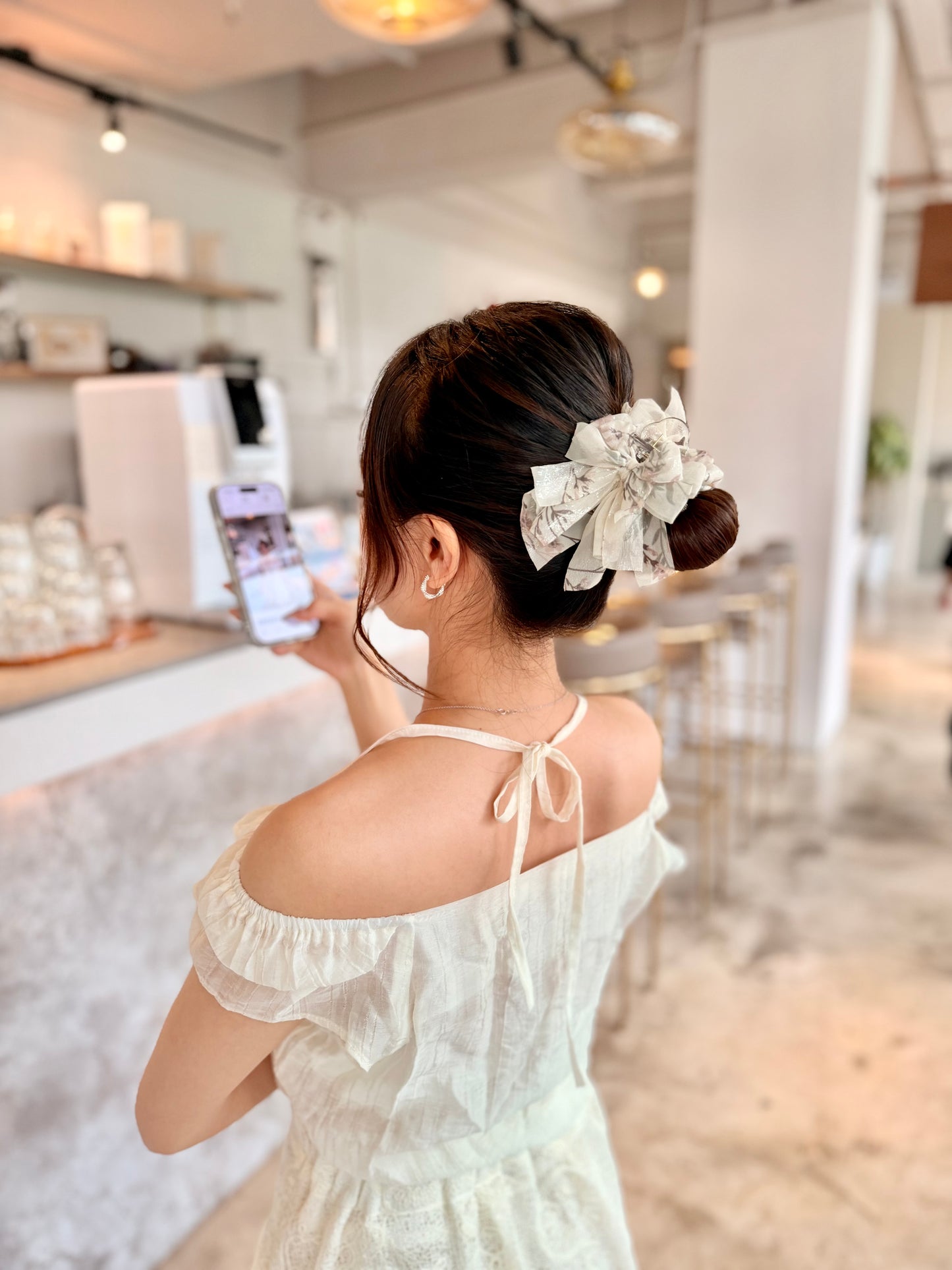 碎花雪紡丸子夾