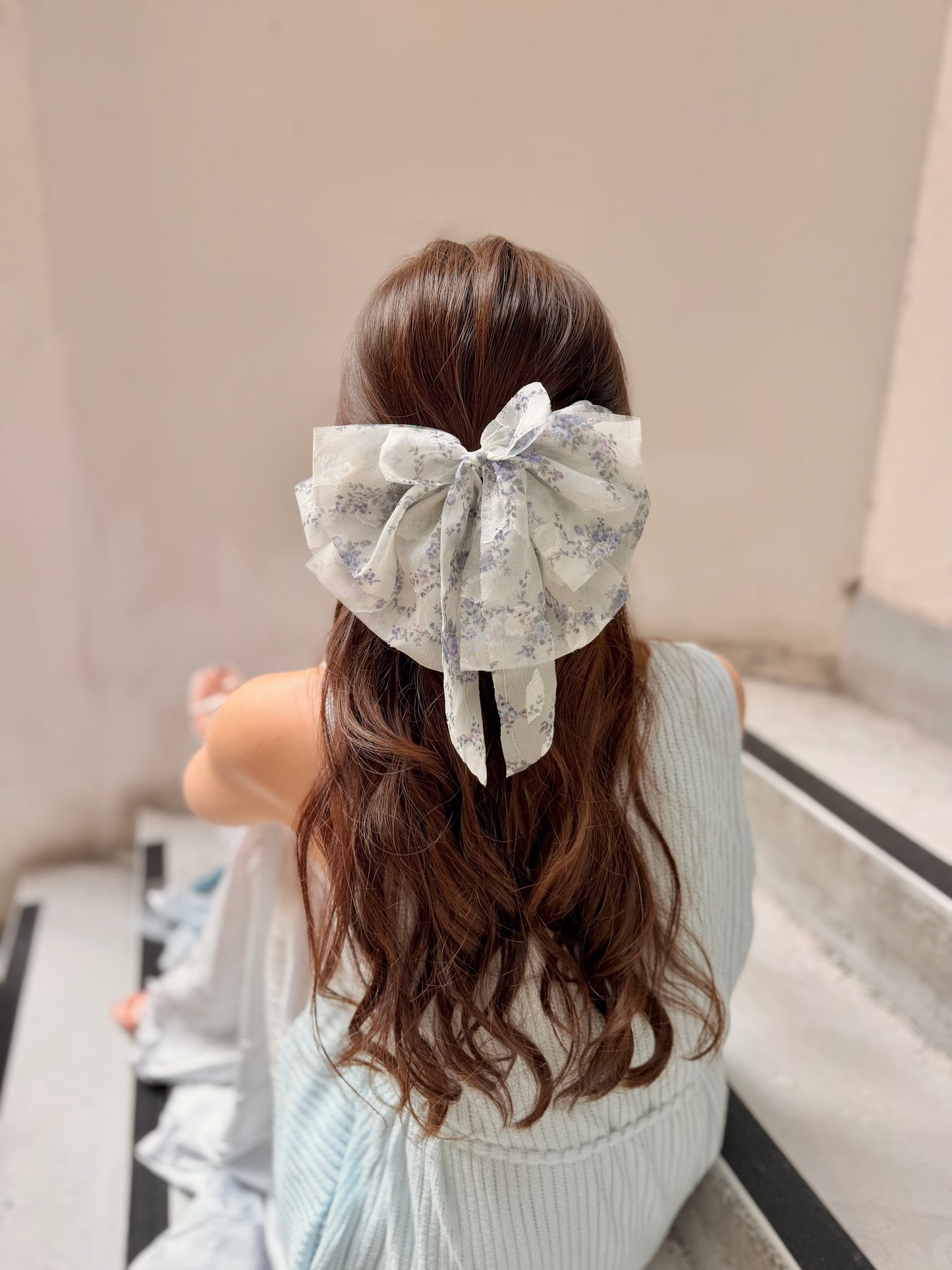 法式微甜碎花大蝴蝶夾