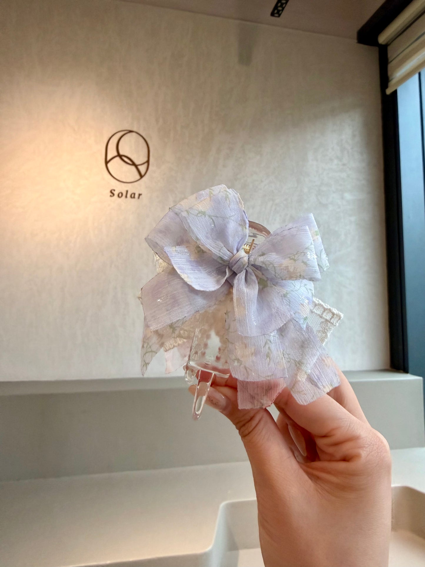 雙色碎花蕾絲丸子夾