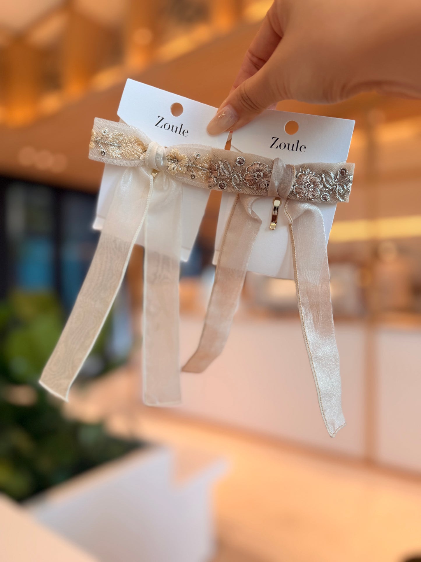 溫柔日系刺繡歐根紗長飄帶髮插