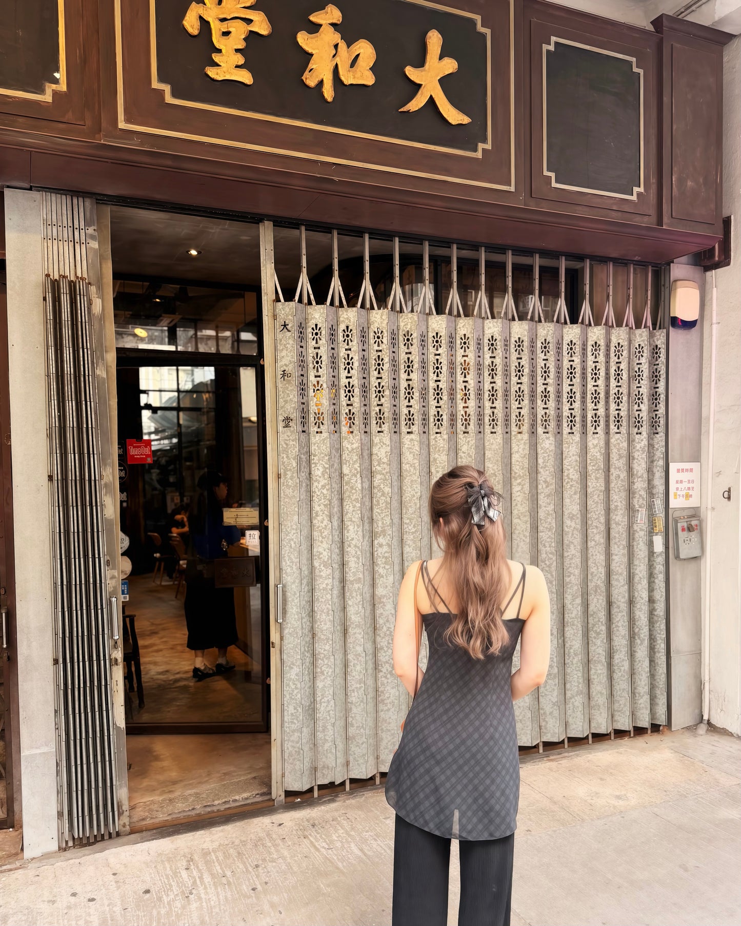英倫格紋雙層歐根紗蝴蝶結抓夾