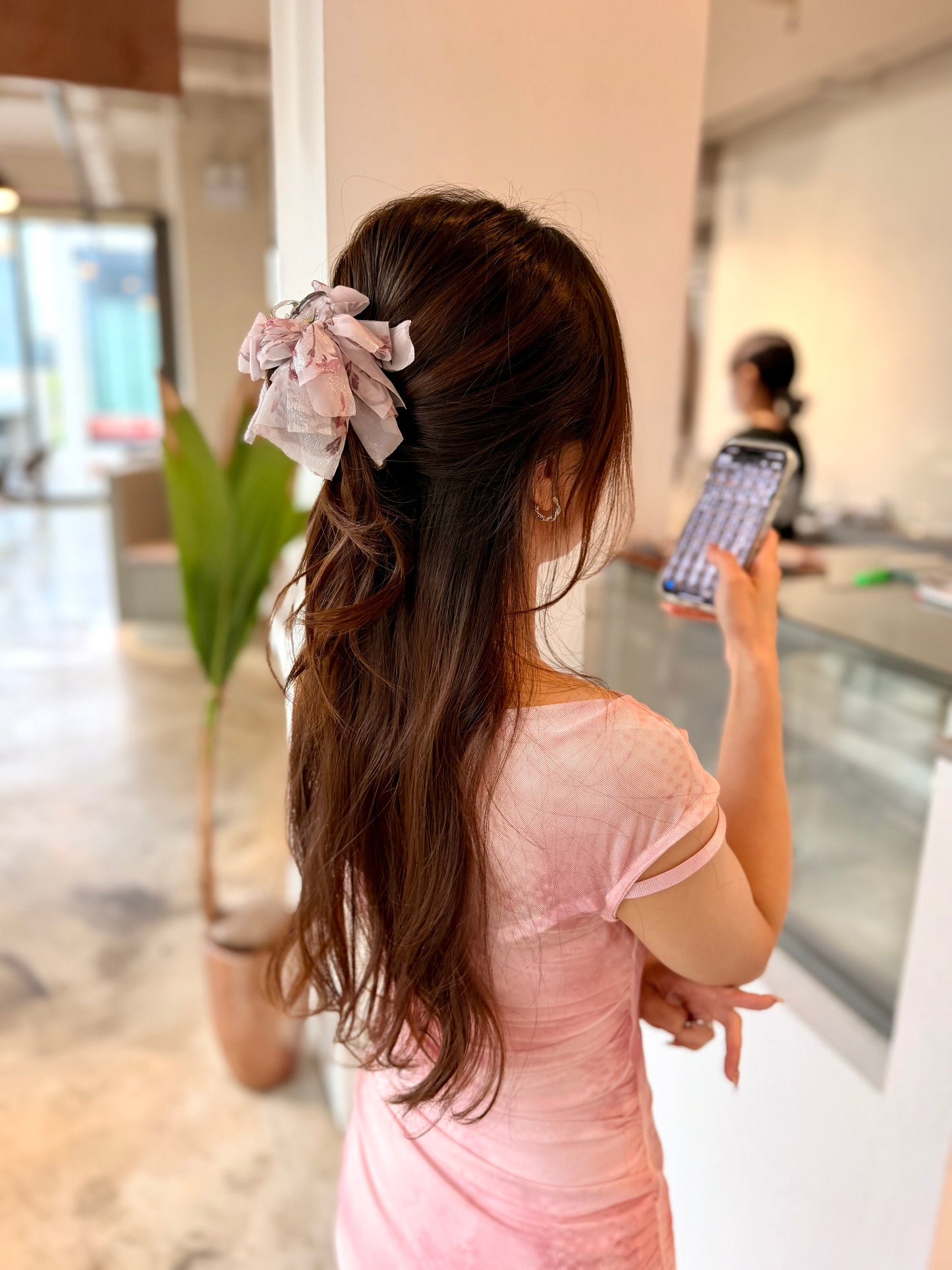碎花雪紡丸子夾