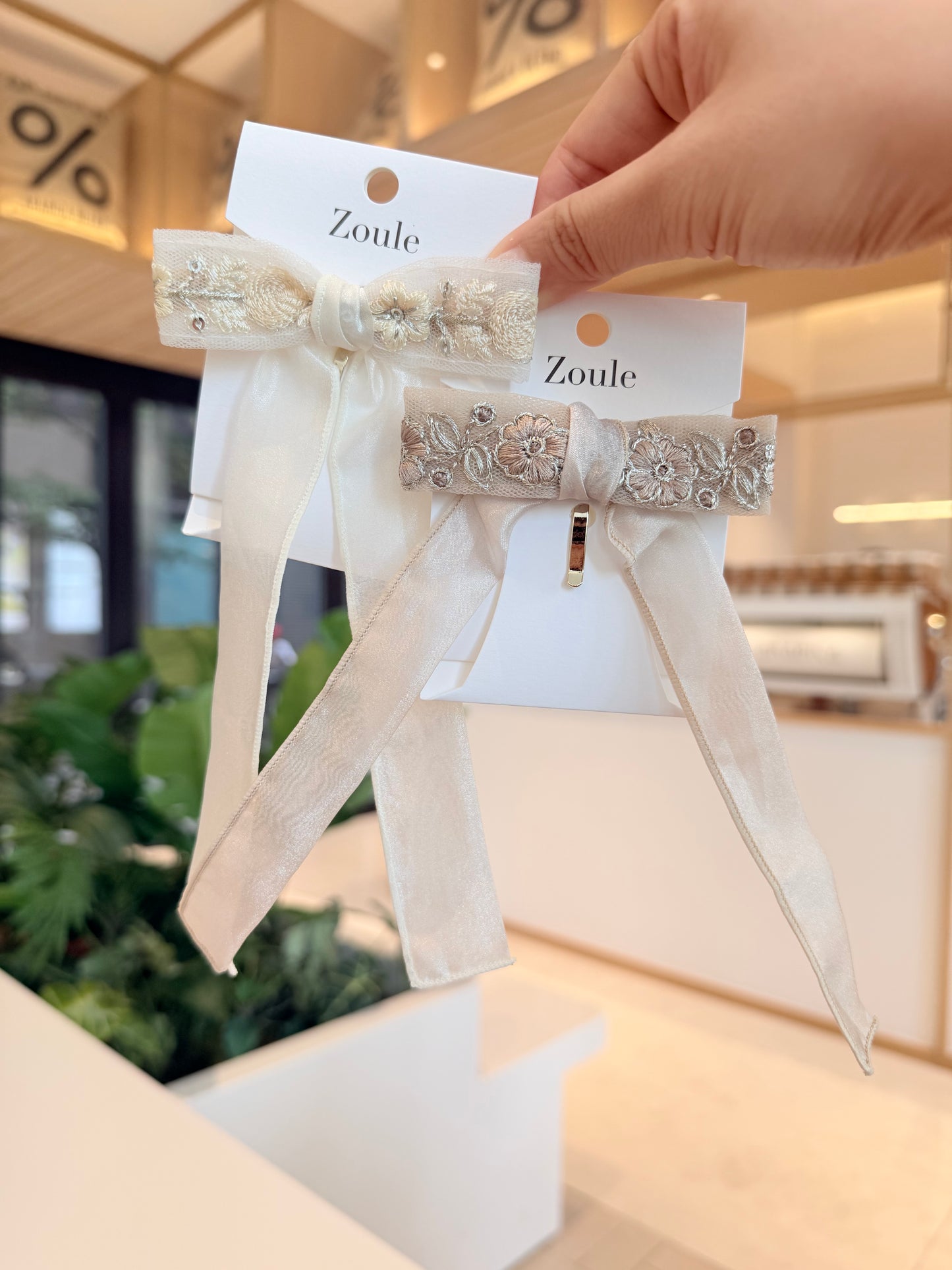 溫柔日系刺繡歐根紗長飄帶髮插