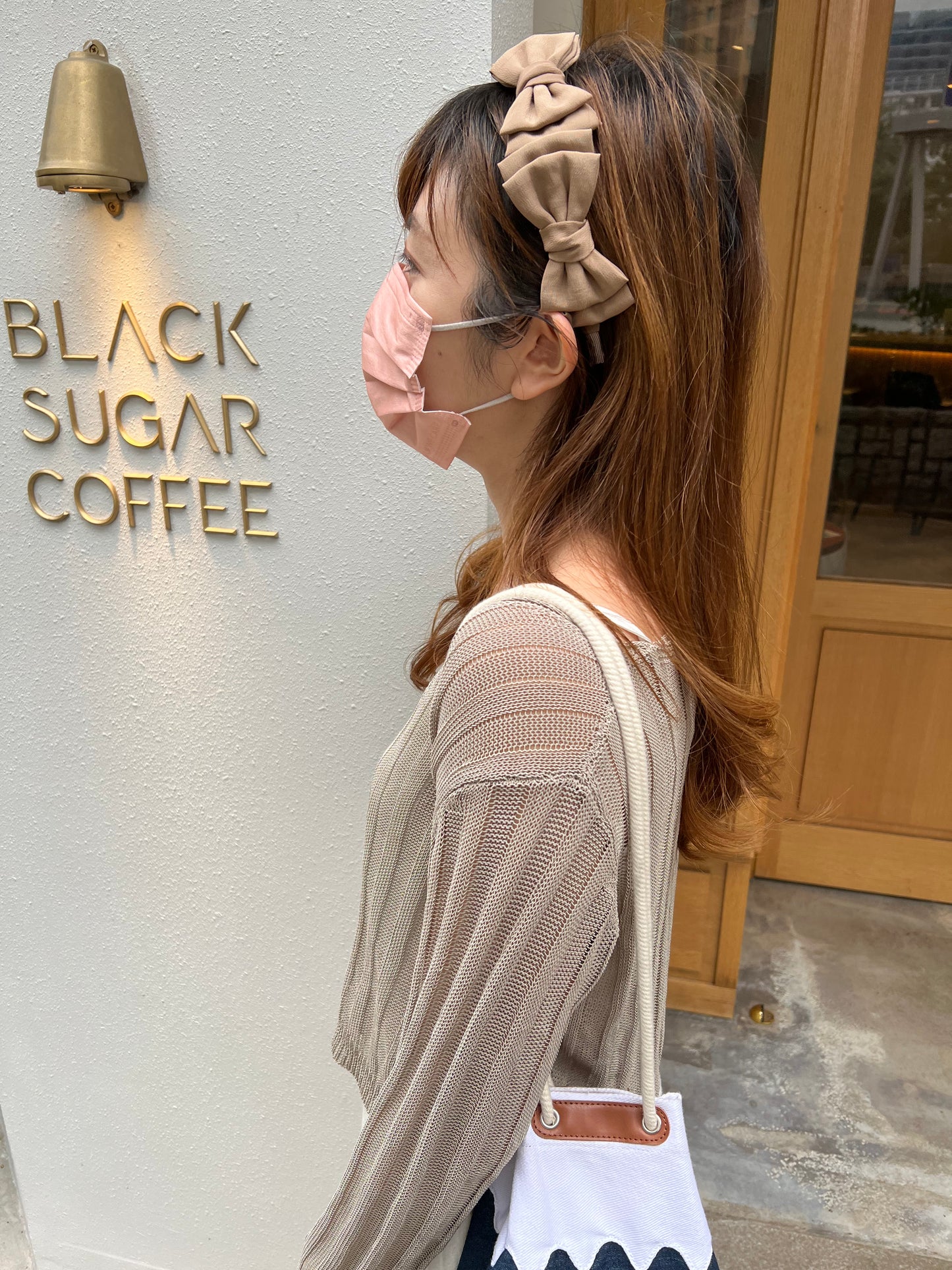 🧋韓國立體奶茶蝴蝶結頭箍